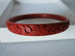 Antique Chinese Hand Carved Cinnabar Lacquer Bracelet