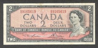 1954 Radar $2.  00 9165619 Rare 4 - Digit Key Bank Of Canada Qeii Two Dollars