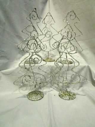 Vtg Mid - Century 3 - D 9 " Silver Metallic Glitter Christmas Tree Tabletop Decor