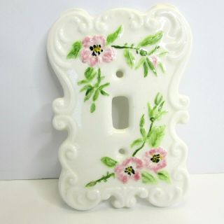 Vintage Holland Mold Ceramic Light Switch Plate Cover Floral Cottage Shabby