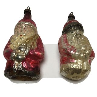 Antique Vintage German Glass Christmas Ornaments 2 Santa Claus St.  Nicholas