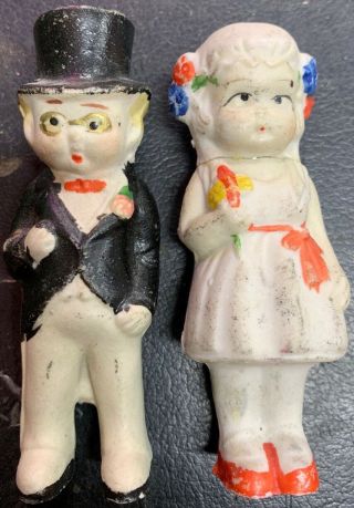 Vintage / Antique Bisque Bride And Groom Cake Toppers / Doll: Made In Japan