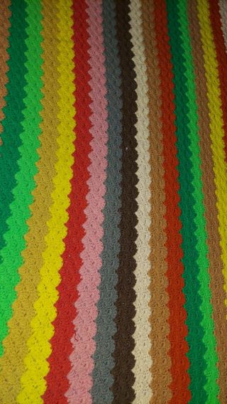 Vintage Handmade Afgan Crochet Throw Blanket Granny Couch Multi Color 50 " X41 "