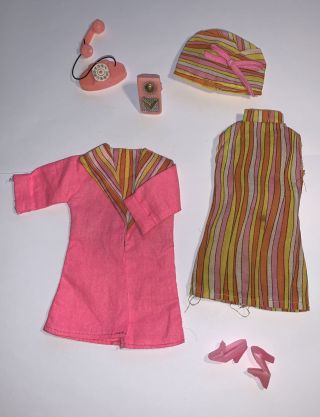 Vintage Maddie Mod Barbie Clone Hong Kong Outfit Pink Stripes Excelllent