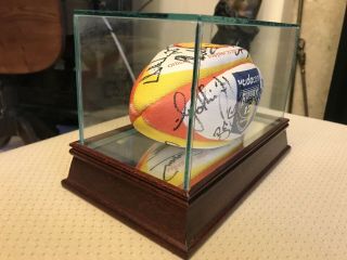 South Africa Springboks Signed Rugby Ball Mini Glass Case Rare 2000 Sqaud 2