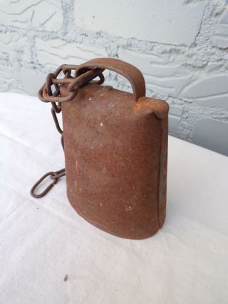 Vintage Antique Hand - Forged Metal Cow Bell Rusty Rustic Weathered Farmhouse