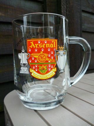 Rare Arsenal Double Cup Winners 1998 Pint Glass Tankard Gunners Highbury