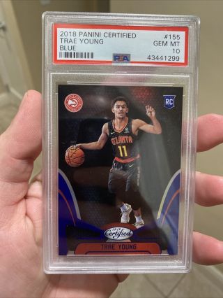 2018 Panini Certified Trae Young Blue Psa 10 Gem Rookie Rc 52/199 Rare Pop