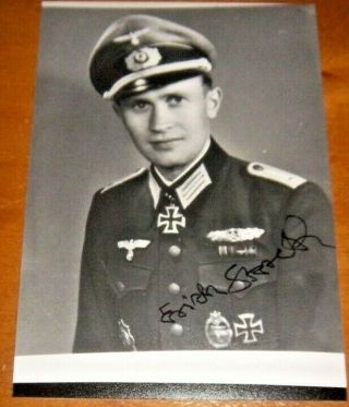 Very Rare Lleutnant Erich Storek Panzer Regiments Signed Photograph