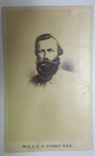 Rare Civil War Cdv Image Of Cs Gen.  J.  E.  B.  Stuart,  Famous Virginia Cavalryman