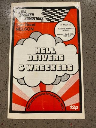 Nelson Helldrivers & Wreckers 1976 Programme.  Stock Car Racing Race,  Lancs Rare