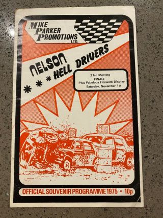 Nelson Helldrivers & Wreckers 1975 Programme.  Stock Car Racing Race,  Finale Rare