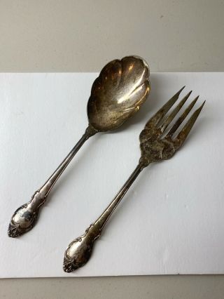 Silver Plated Fork And Spoon Serving/holmer And Edwards/vintage Silverware