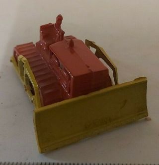 Rare Vintage Miniature Hand Painted Bulldozer 4 Moving Wheel Boxed