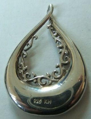Rare,  Vintage.  925 Sterling Silver Ornate Teardrop Pendant By Kit Heath,  Devon