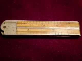 Rare Antique Stanley Folding Caliper Ruler Tool Bone German Silver No.  40