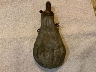 Old Collectible Antique Brass Metal Gun Powder Horn/flask Decorative Case