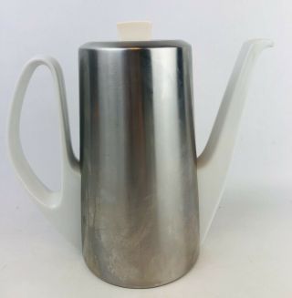 Vintage Bauscher Weiden Ceramic Coffee Tea Pot Metal Cover Mid Century Modern