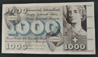 Suisse Billet 1000 Francs 1972 Rare / Switzerland Note Of 1000 Francs 1972