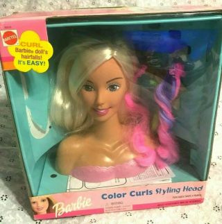 Vintage " Barbie " Color Curls Styling Head W/original Box & Instructions Hair Wow