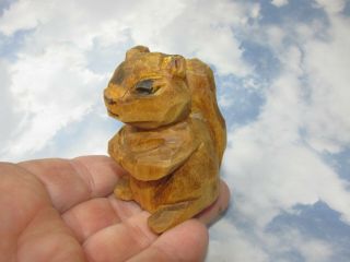 Vintage Small Wooden Wood Chipmunk Squirrel 2 1/4 " Tall Hand Carved Folk Art Jm