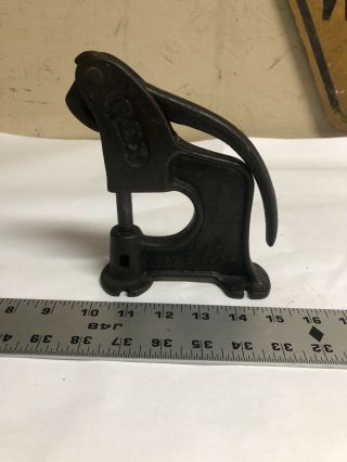 Antique Rex Rivet Press Punch Cast Iron 27 Grommet Leather Work Bench Tool