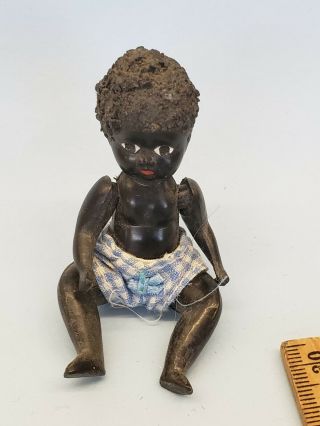Vintage Antique Celluloid Miniature Black Baby Doll Jointed Japan 3 "