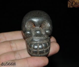 Hongshan Culture Meteorite Iron (black Magnet) Skeleton Skull Death - Head Statue