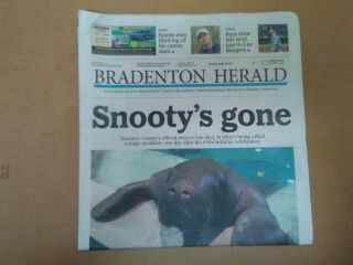 Rare (snootys Gone) Bradenton Herald Newspaper 07/24/2017 Day After Snooty Died