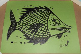 Jim Pollock Fish Green Variant Phish Linocut Art Print Poster Signed /125 Rare