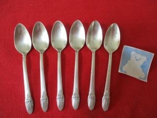(6) 1847 Rogers Silverplate Demitasse Spoons,  1937 First Love 15