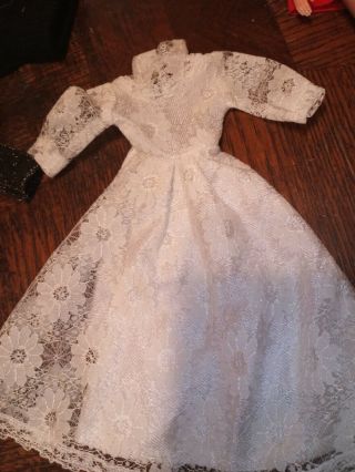 Vintage Barbie Premier White Satin Lace Dress Gown Wedding Party 1960