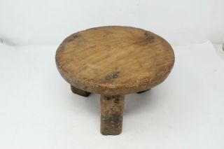1800 ' s Antique Old Rare Hand Crafted Wooden 3 Leg Bajot Low Table 2