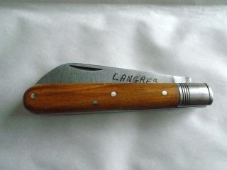 1970 / Rare Couteau Ancien Le Langres En Bois D 
