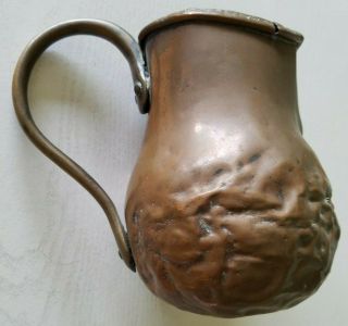 Antique Hand Forged Hammered Copper Mug Or Pitcher From Brazil Pre Columbian