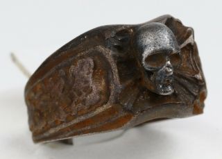 Ww2 German Ring Wwii Iron Cross Silver Skull Oak Leaves Germany Trench Art Rare