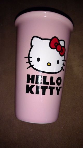 Hello Kitty Pink Ceramic Glass Vase Cup Sanrio 5.  5 " Tall Rare Collectible