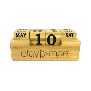 Play Mpe Wooden Block Calendar Table Desk Top Month Date Day Display Rare