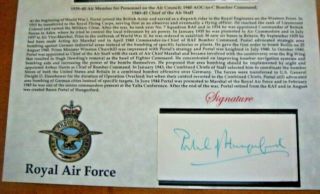 V/RARE MARSHAL OF RAF PORTLAND OF HUNGERFORD SIGNED ON PIECE RAF OFFICER PROFILE 2