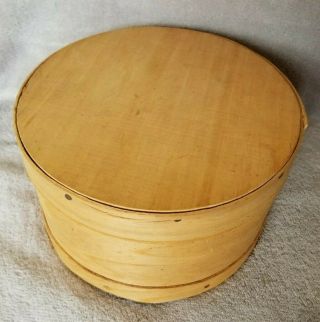 Vintage Wood Shaker Round Cheese Box & Lid Primitive Dufeck’s Denmark Wis Usa 8 "