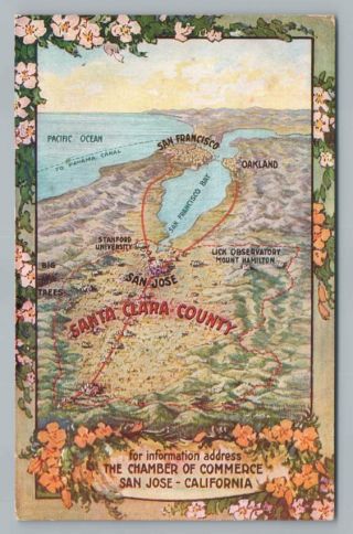 Santa Clara County Rare Map Antique Pc San Jose San Francisco Poster Art - Style