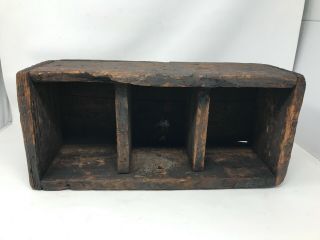 Vintage Antique Wooden Tool Box Handmade Primitive 3 Compartment Toolbox
