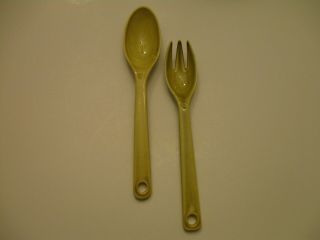Rare - Russel Wright American Modern - Chartreuse Salad Fork And Spoon