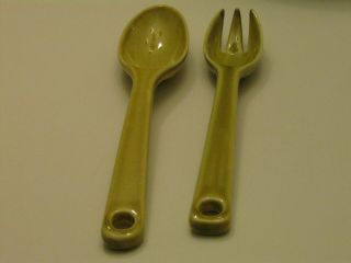 RARE - Russel Wright American Modern - Chartreuse Salad fork and spoon 4