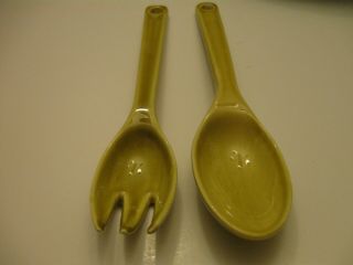 RARE - Russel Wright American Modern - Chartreuse Salad fork and spoon 5