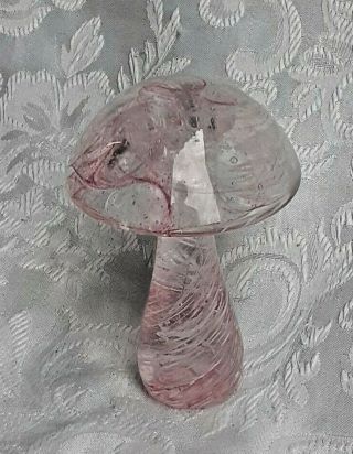 Heron Glass Rare Pink Swirl Mushroom - Label on Base - Gift Box 3