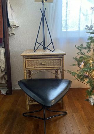 Rare 1950s Vladimir Kagan Atomic Age Tripod Ottoman Stool & Table Lamp Set Eames