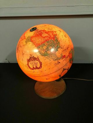 1980 Scan Globe 12 " Lighted World Antique Spot Globe Denmark Readers Digest