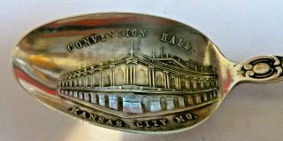 Kansas City Mo.  Convention Hall Sterling Silver Souvenir Spoon,  5 " Manchester