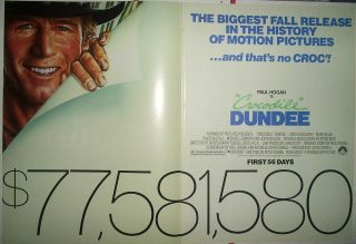 1986 Rare Paul Hogan " Crocodile Dundee " Boxoffice Success Ad